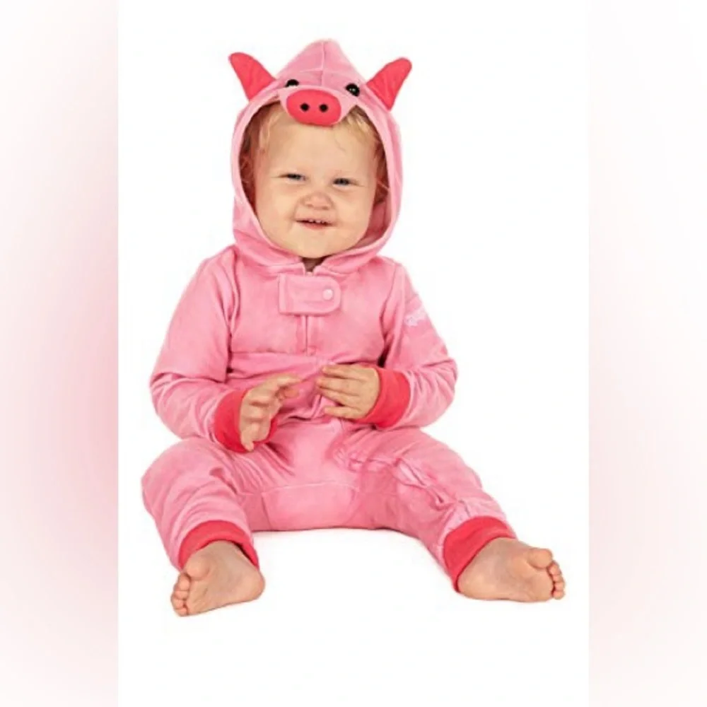 Tipsy Elves Cute Pink Baby Pig Playsuit with Hood for Toddlers NWT